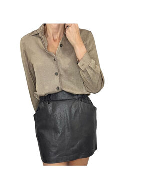 Vintage 80s 90s Canadian made taupey bronze long sleeve old money blouse 4P